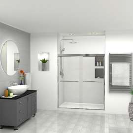 SWK603672-50V SaraMar 60-in x 36-in x 72-in Glue to Wall 3-Piece Shower Wall Trimmable Kit, Lunar Velvet