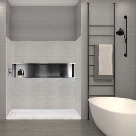 SaraMar 36-In X 60-In X 72-In Glue to Wall 3-Piece Shower Wall Trimmable Kit