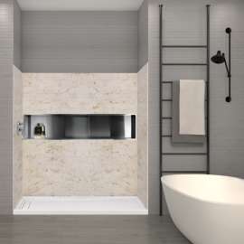 SaraMar 36-In X 60-In X 72-In Glue to Wall 3-Piece Shower Wall Trimmable Kit