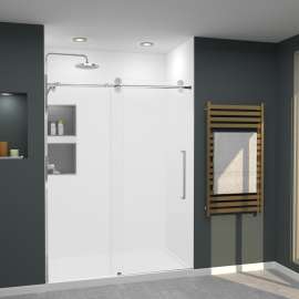 SWK603696-21V SaraMar 60-in x 36-in x 96-in Glue to Wall 3-Piece Shower Wall Trimmable Kit, White Velvet