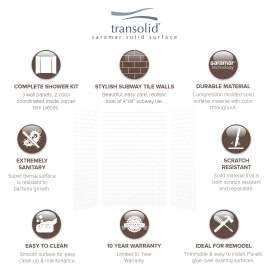 SWK603696-M SaraMar 36-In X 60-In X 96-In 3-Piece Shower Wall Trimmable Kit