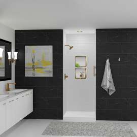 SWKX36368412-21 SaraMar 36-in x 36-in x 96-in Glue to Wall 6-Piece Shower Wall Trimmable Kit with Extension, White