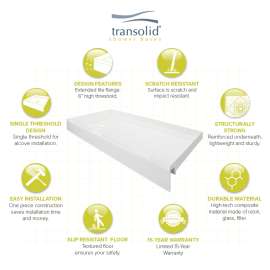T3 60 x 30 Single Threshold Shower Base with Left Drain in White