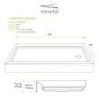 T3 60 x 30 Single Threshold Shower Base with Right Drain in White
