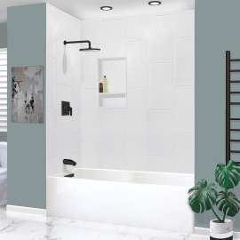 UATLN603020-L-MB Unity 60-in x 30-in x 20-in Alcove Acrylic Bathtub Kit With Left Hand Drain, White/Matte Black