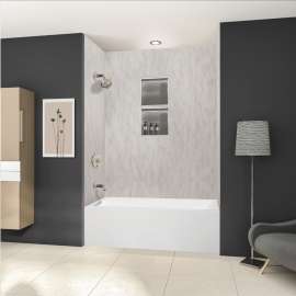 UATLN603215-L-BN Unity 60-in x 32-in x 15-in Alcove Acrylic Bathtub Kit With Left Hand Drain, White/Brushed Nickel