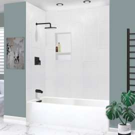 UATLN603217-L-MB Unity AFR 60-in x 32-in x 17-in Alcove Acrylic Bathtub Kit With Left Hand Drain, White/Matte Black