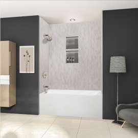 UATLN603220-L-BN Unity 60-in x 32-in x 20-in Alcove Acrylic Bathtub Kit With Left Hand Drain, White/Brushed Nickel