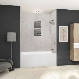 UATLN603222-R-BN Unity AFR 60-in x 32-in x 22-in Alcove Acrylic Bathtub Kit With Right Hand Drain, White/Brushed Nickel