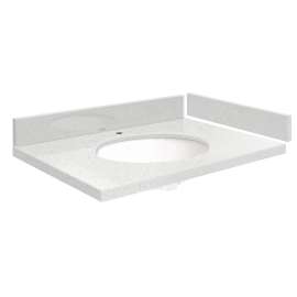 VT24.5x22-3A-A-W Mini Custom Quartz 24.5-in x 22.25-in Single Bowl Vanity Top, Milan White