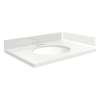 VT25x22-1OU-4W-A-W-4 Mini Custom Quartz 25-in x 22.25-in Single Bowl Vanity Top with 4-in Centerset Faucet Hole and Madison Bowl, Natural White