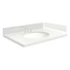 VT25x22-1OU-4W-A-W-8 Mini Custom Quartz 25-in x 22.25-in Single Bowl Vanity Top with 8-in Widespread Faucet Hole and Madison Bowl, Natural White