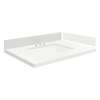 VT25x22-1KU-4W-A-W-8 Mini Custom Quartz 25-in x 22.25-in Single Bowl Vanity Top with 8-in Widespread Faucet Hole and Vision Bowl, Natural White