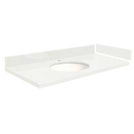 VT40x22-4W-A-W Mini Custom Quartz 40-in x 22.25-in Single Bowl Vanity Top, Natural White