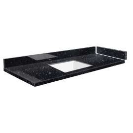 VT43.5x22-4L-A-W Mini Custom Quartz 43.5-in x 22.25-in Single Bowl Vanity Top, Interlude