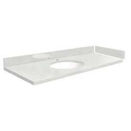 VT49.25x22-3A-A-W Mini Custom Quartz 49.25-in x 22.25-in Single Bowl Vanity Top, Milan White