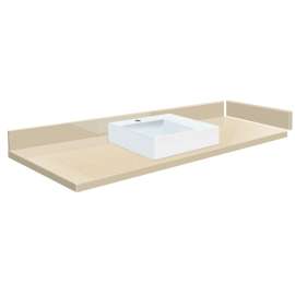 VT60.75x22-86-A-W Mini Custom Solid Surface 60.75-in x 22.25-in Single Bowl Vanity Top, Sea Shore