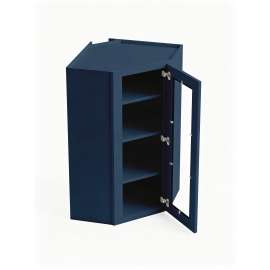 24 in. x 42 in. Ready to Assemble Easy Reach Wall Cabinet with Remington Frame Clear Glass Door, Navy Blue, DCW2442GD-RTA-FR01-NB-C