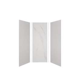 Expressions 36-in x 36-in x 96-in Glue to Wall 3-Piece Shower Kit, Grey / Bianca, EWK363696-3941