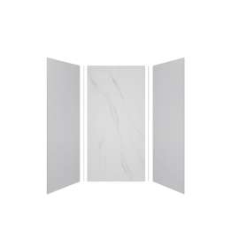 Expressions 48-in x 36-in x 96-in Glue to Wall 3-Piece Shower Kit, Grey / Bianca, EWK483696-3941