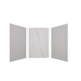 Expressions 48-in x 48-in x 72-in Glue to Wall 3-Piece Shower Kit, Grey / Bianca, EWK484872-3941
