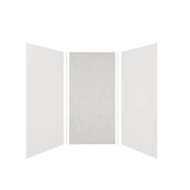 Expressions 48-in x 48-in x 96-in Glue to Wall 3-Piece Shower Kit, White / Sea Fog, EWK484896-3144