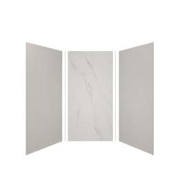 Expressions 48-in x 48-in x 96-in Glue to Wall 3-Piece Shower Kit, Grey / Bianca, EWK484896-3941