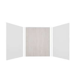 Expressions 60-in x 48-in x 72-in Glue to Wall 3-Piece Shower Kit, White / Bleached Oak, EWK604872-3145