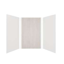 Expressions 60-in x 48-in x 96-in Glue to Wall 3-Piece Shower Kit, White / Bleached Oak, EWK604896-3145