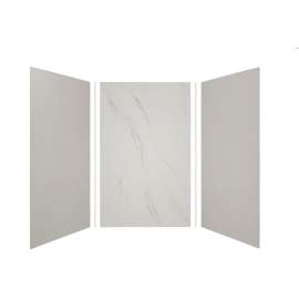 Expressions 60-in x 48-in x 96-in Glue to Wall 3-Piece Shower Kit, Grey / Bianca, EWK604896-3941