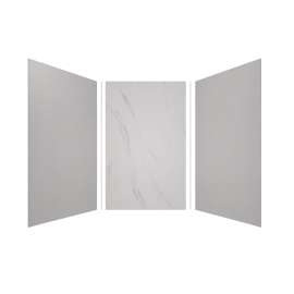 Expressions 60-in x 60-in x 96-in Glue to Wall 3-Piece Shower Kit, Grey / Bianca, EWK606096-3941