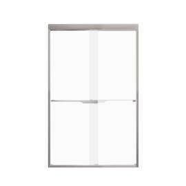 FBPT487608F-J-BN Frederick 45.75-47 in. W x 76 in. H Semi-Frameless Bypass Shower Door in Brushed Stainless with Frosted Glass