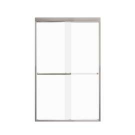 FBPT487608F-T-BN Frederick 45.75-47 in. W x 76 in. H Semi-Frameless Bypass Shower Door in Brushed Stainless with Frosted Glass