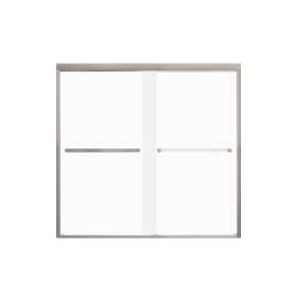 FBPT605808F-R-BN Frederick 57.75-59 in. W x 58 in. H Semi-Frameless Bypass Shower Door in Brushed Stainless with Frosted Glass