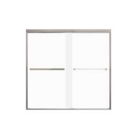 FBPT605808F-S-BN Frederick 57.75-59 in. W x 58 in. H Semi-Frameless Bypass Shower Door in Brushed Stainless with Frosted Glass