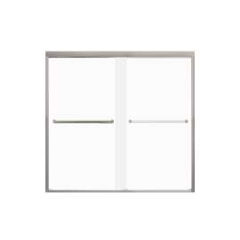 FBPT605808F-T-BN Frederick 57.75-59 in. W x 58 in. H Semi-Frameless Bypass Shower Door in Brushed Stainless with Frosted Glass