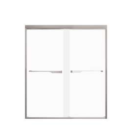 FBPT607008F-J-BN Frederick 57.75-59 in. W x 70 in. H Semi-Frameless Bypass Shower Door in Brushed Stainless with Frosted Glass