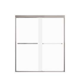 FBPT607008F-R-BN Frederick 57.75-59 in. W x 70 in. H Semi-Frameless Bypass Shower Door in Brushed Stainless with Frosted Glass