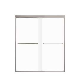 FBPT607008F-T-BN Frederick 57.75-59 in. W x 70 in. H Semi-Frameless Bypass Shower Door in Brushed Stainless with Frosted Glass