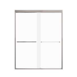 FBPT607608F-R-BN Frederick 57.75-59 in. W x 76 in. H Semi-Frameless Bypass Shower Door in Brushed Stainless with Frosted Glass