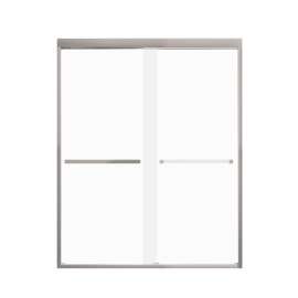 FBPT607608F-S-BN Frederick 57.75-59 in. W x 76 in. H Semi-Frameless Bypass Shower Door in Brushed Stainless with Frosted Glass