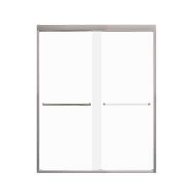 FBPT607608F-T-BN Frederick 57.75-59 in. W x 76 in. H Semi-Frameless Bypass Shower Door in Brushed Stainless with Frosted Glass