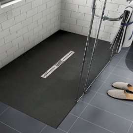 FZS6648C-09 Trimslate 66-in x 48-in Zero Threshold Shower Base with Center Drain, Black