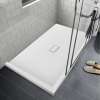 FZSDT5140C-31 Trimslate 51-in x 40-in Shower Base with Adjustable Double Threshold and Center Drain, White