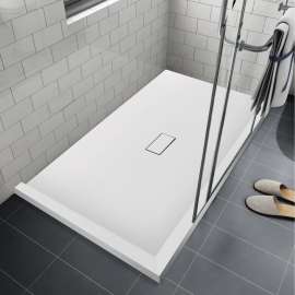 FZSDT6040C-31 Trimslate 60-in x 40-in Shower Base with Adjustable Double Threshold and Center Drain, White
