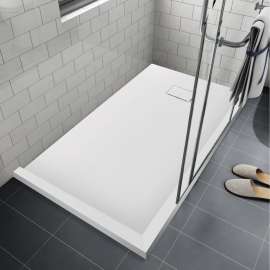 FZSDTR6032-31 Trimslate 60-in x 32-in Tub Replacement Shower Base with Adjustable Double Threshold and End Drain, White