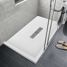 FZSDT7242C-31 Trimslate 72-in x 42-in Shower Base with Adjustable Double Threshold and Center Drain, White