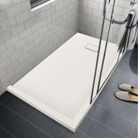 FZSDTR6032-32 Trimslate 60-in x 32-in Tub Replacement Shower Base with Adjustable Double Threshold and End Drain, Cameo