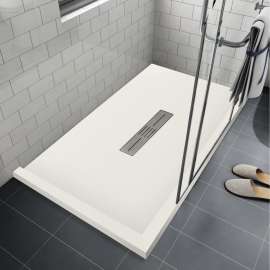 FZSDT7242C-32 Trimslate 72-in x 42-in Shower Base with Adjustable Double Threshold and Center Drain, Cameo