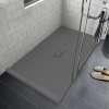 FZSDT5140C-40 Trimslate 51-in x 40-in Shower Base with Adjustable Double Threshold and Center Drain, Dark Grey